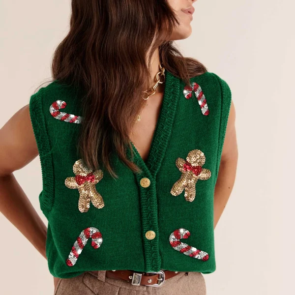 gilet sans manche de Noel vert
