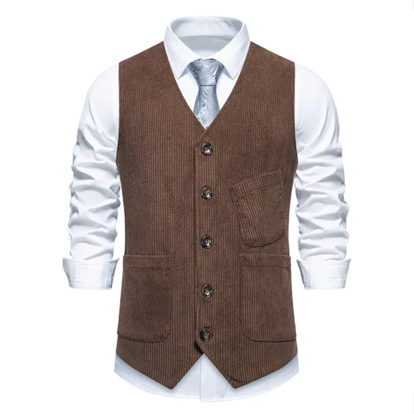 gilet sans manche homme costume velours côtelé marron