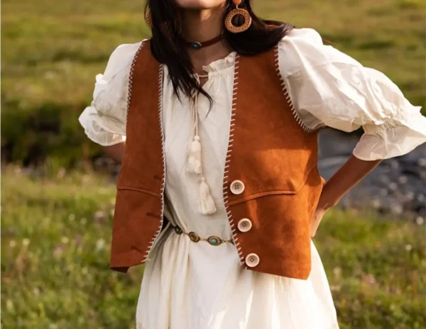 gilet sans manche marron vintage