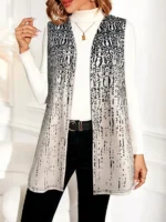 long gilet sans manche beige