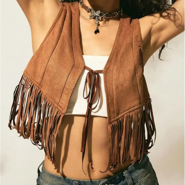 mini gilet sans manche marron