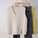 gilet tricot femme beige