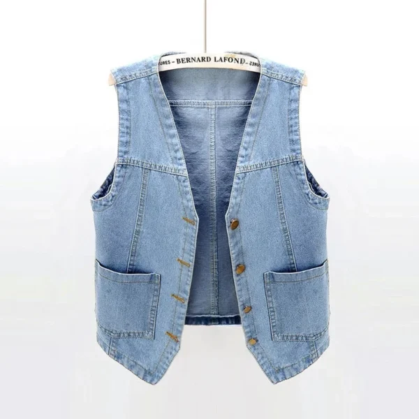 gilet sans manche american vintage en jeans bleu