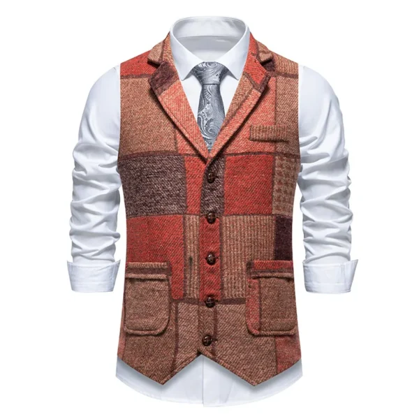 gilet a carreaux rouge et marron homme