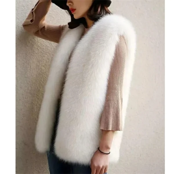 gilet blanc imitation renard