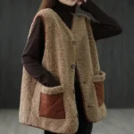 long gilet marron sans manche