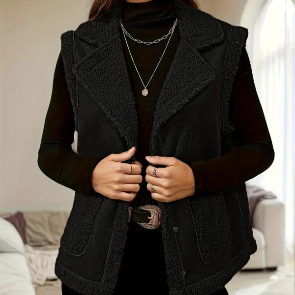 long gilet sans manche noir