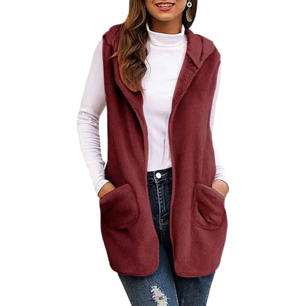 long gilet sans manche polaire femme