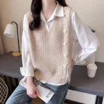 gilet sans manche tricot femme coupe ample beige